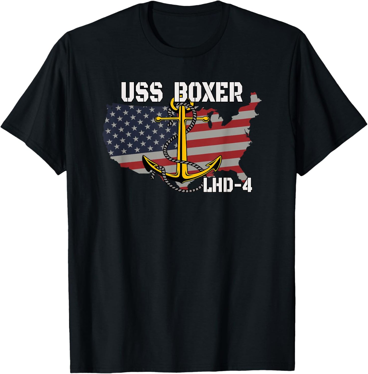 USS Boxer LHD-4 Landing Helicopter Dock Veterans Day Father T-Shirt - T-Shirt | Black
