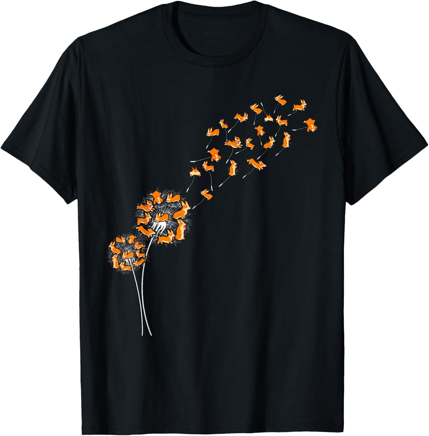 Dandelion Tricolor Corgi Funny Men Women Lover T-Shirt - T-Shirt | Black
