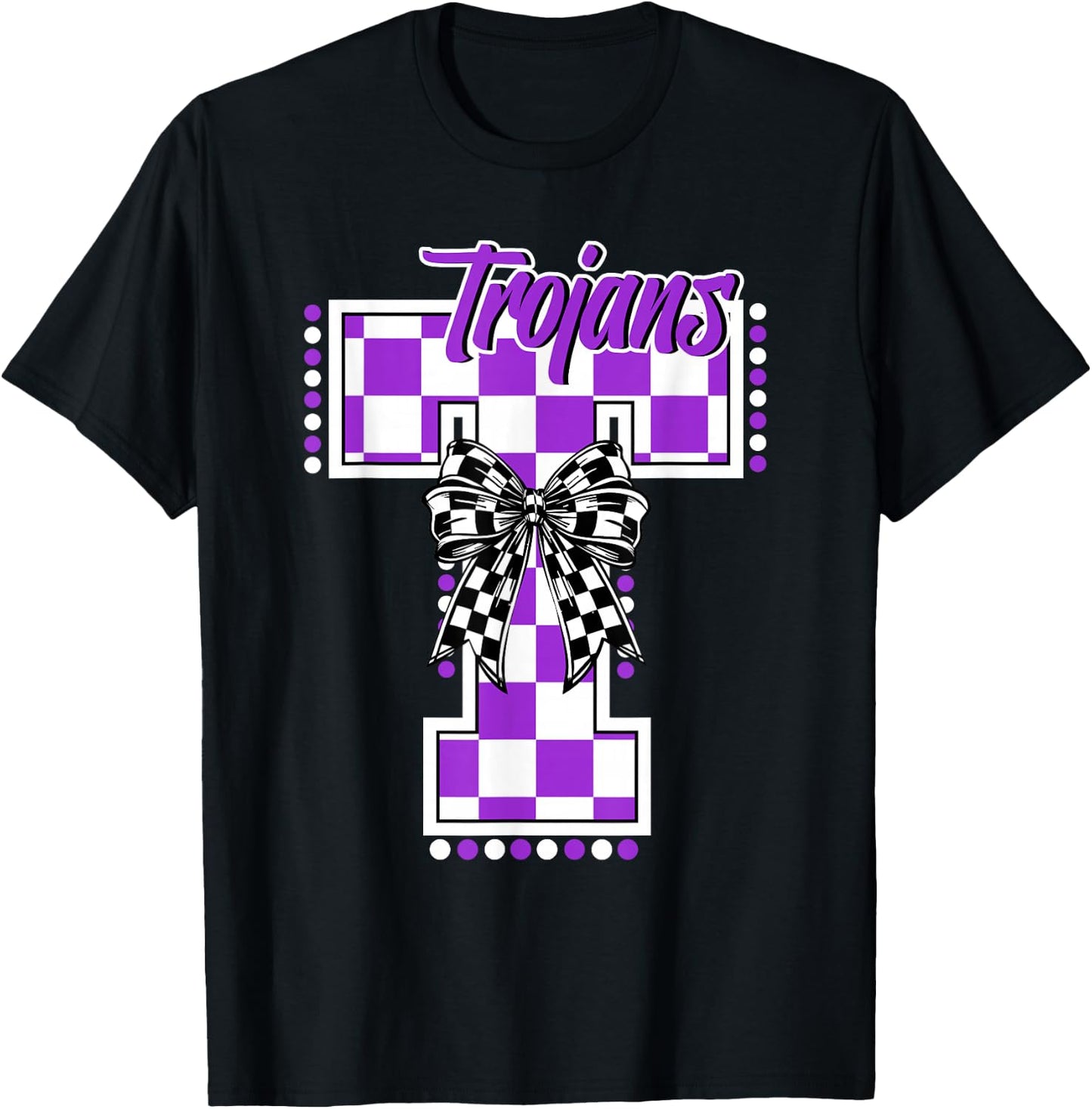 Trojans School Spirit Game Day Mascot Purple Trojan Pride T-Shirt - T-Shirt | Black