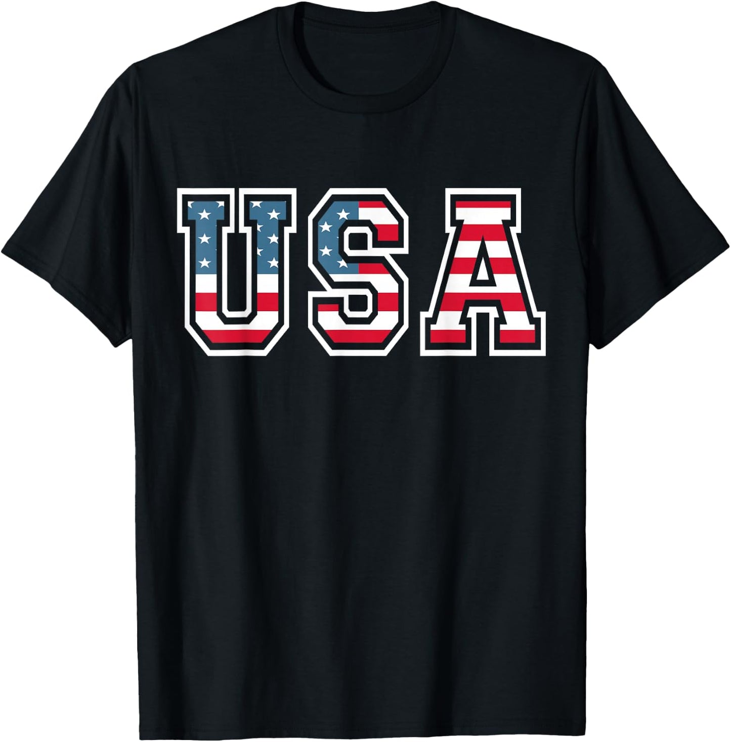 Patriotic USA Flag 4th of July Women Kids Boys Girls T-Shirt - T-Shirt | Black