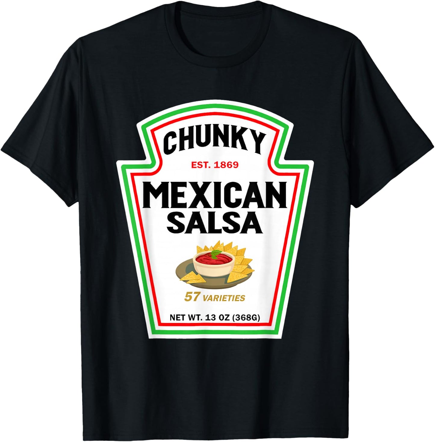 Halloween Matching Costume Chunky Mexican Salsa Bottle Label T-Shirt - T-Shirt | Black