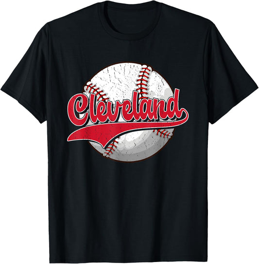 Vintage Cleveland Graphic Funny Baseball Lovers Players T-Shirt - T-Shirt | Black