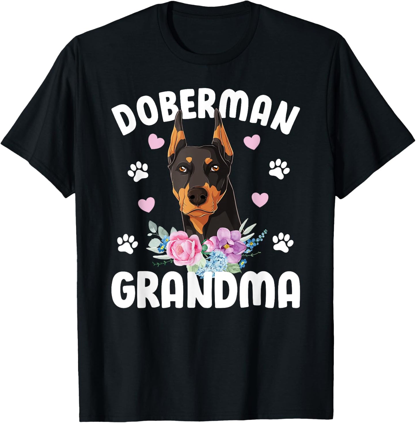 Doberman Grandma Of A Doberman Pinscher Grandmother T-Shirt - T-Shirt | Black