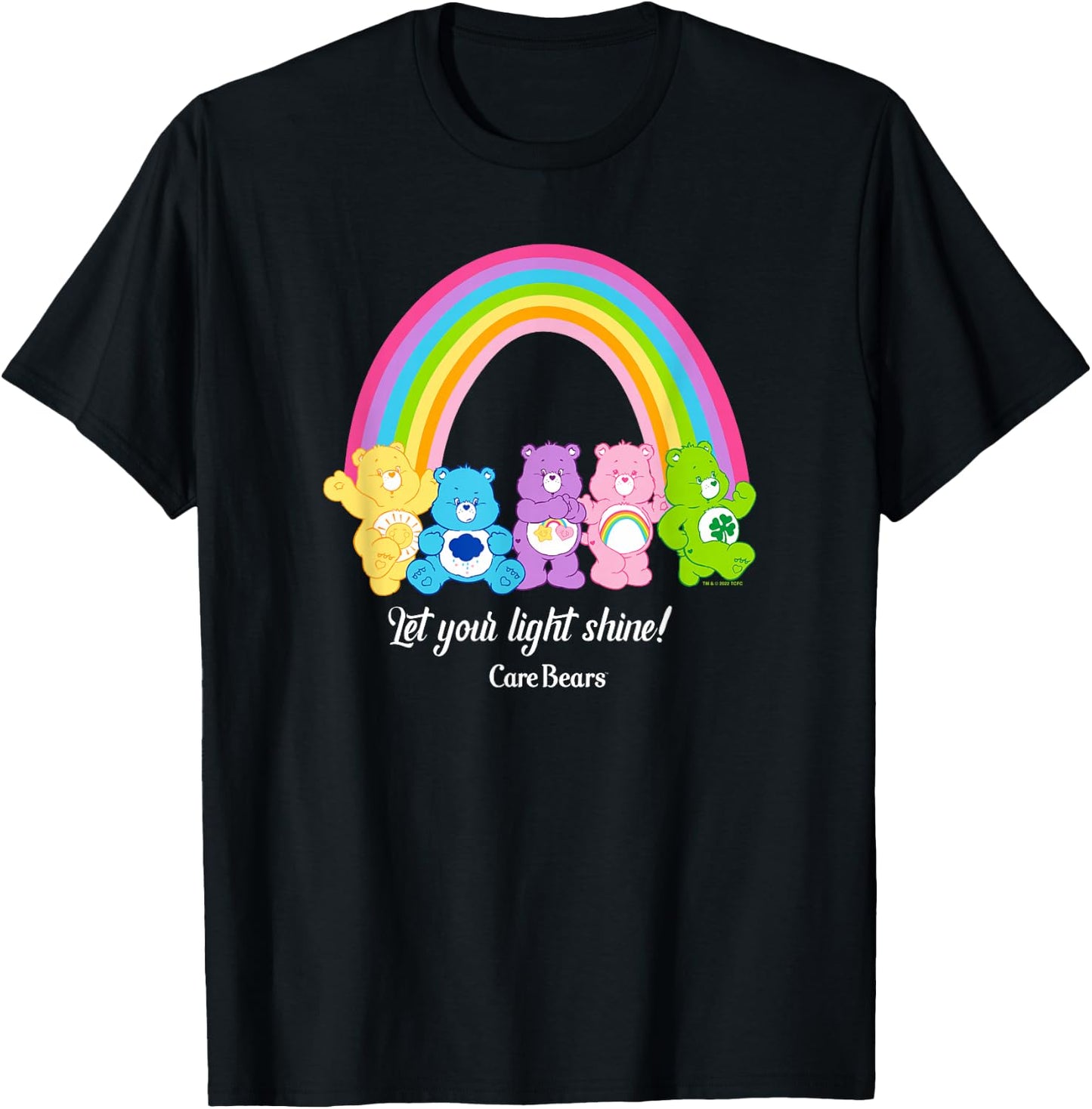 Care Bears Let Your Light Shine Vintage Rainbow Group Poster T-Shirt - T-Shirt | Black