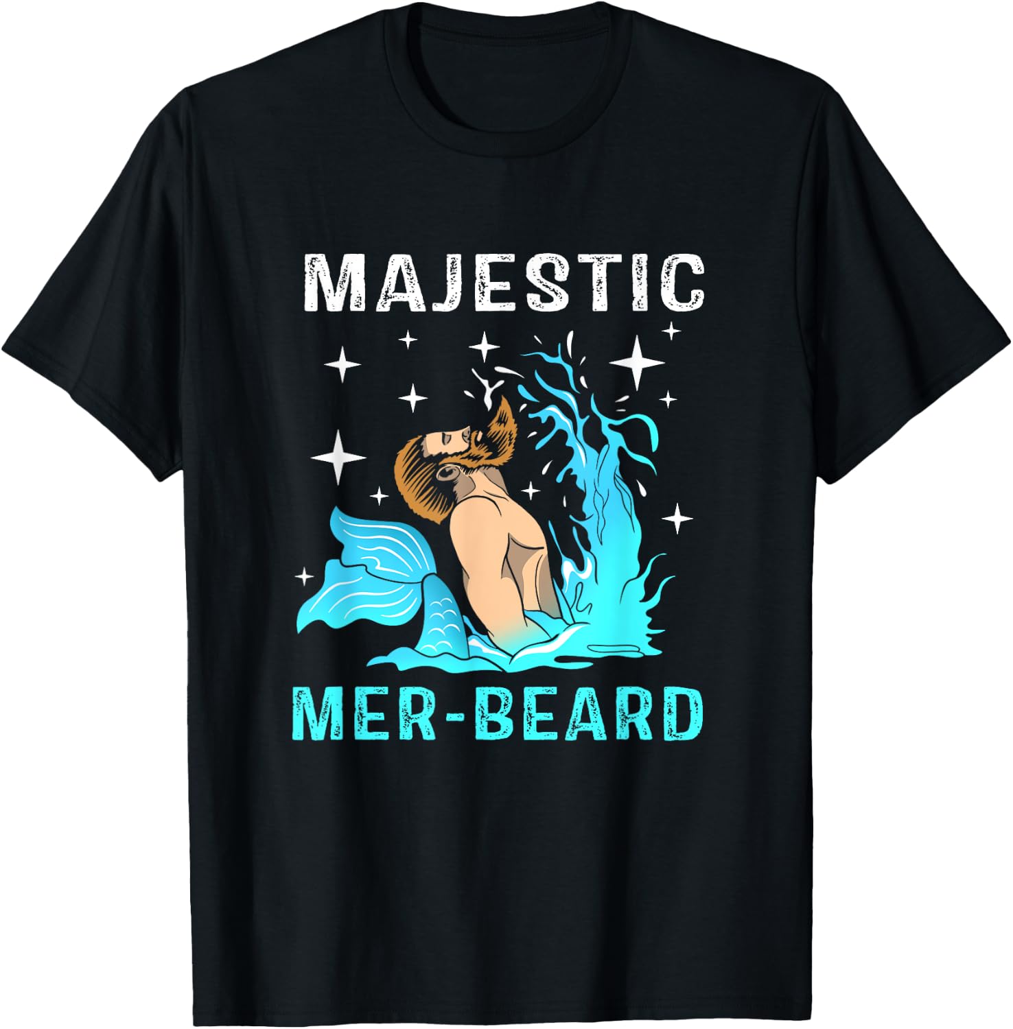 Majestic Mer Beard Mermaid Man Funny Merman T-Shirt - T-Shirt | Black
