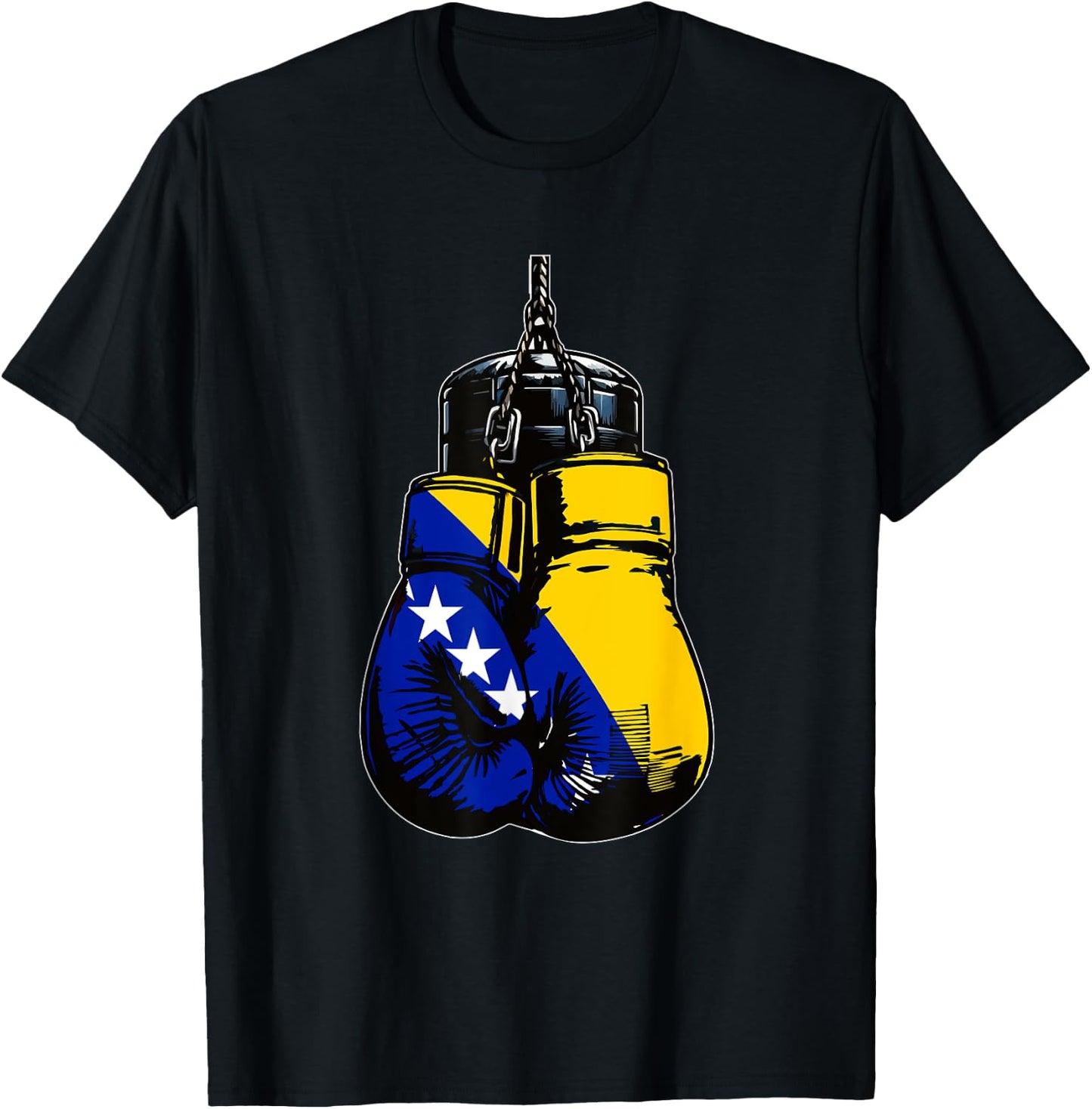 Proud Heritage Bosnia Herzegovina Boxing Gloves , black T-Shirt - T-Shirt | Black