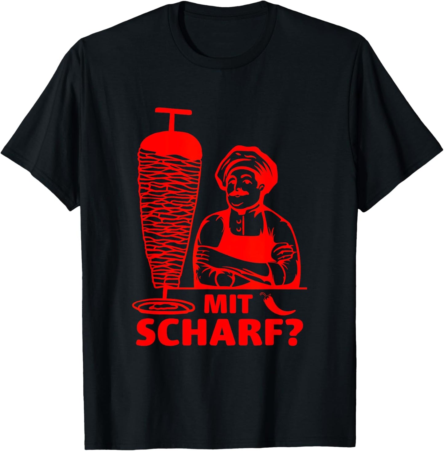Doner Kebab Doner Shop with Scharf? , black T-Shirt - T-Shirt | Black