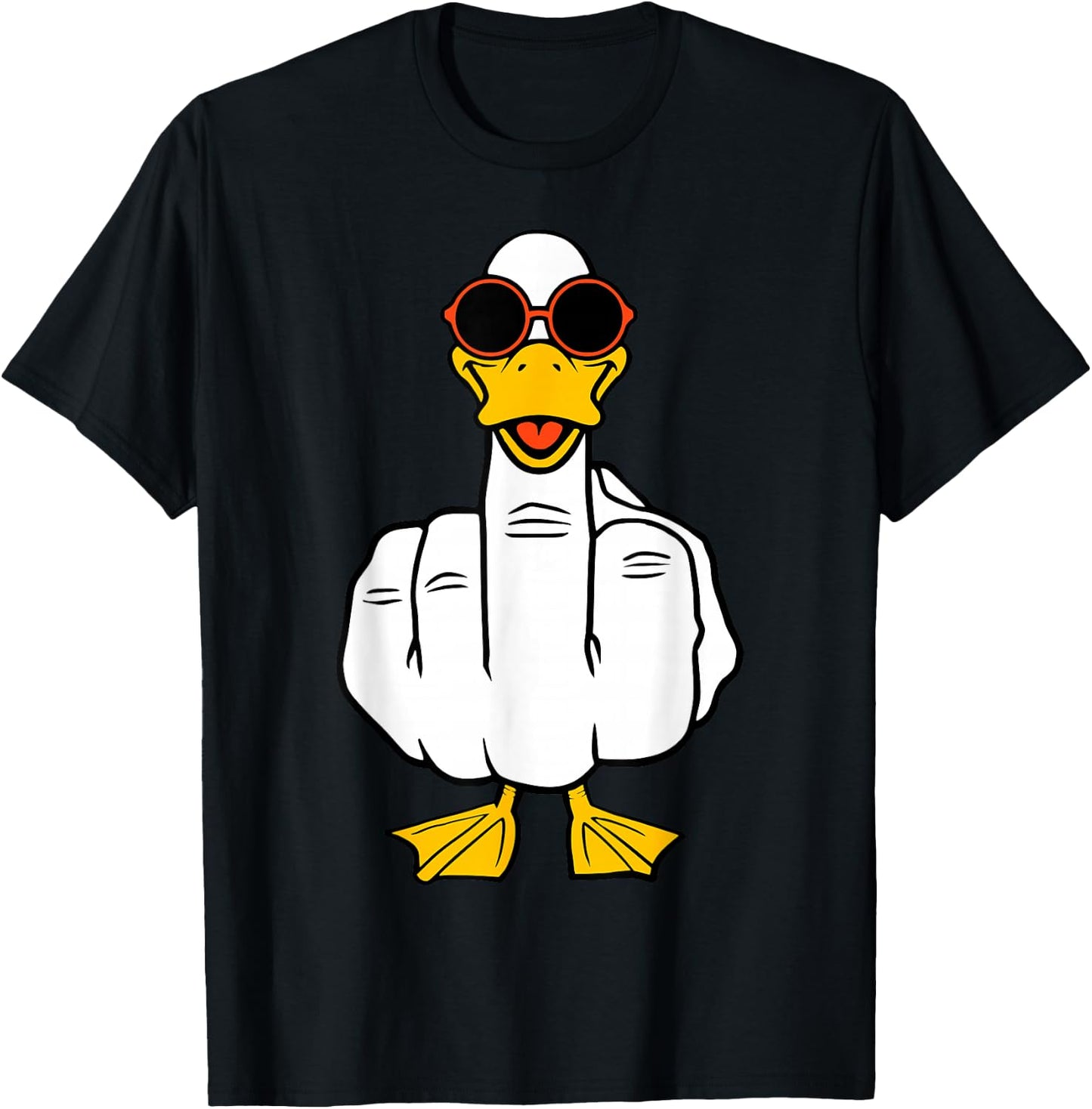 Middle Finger Funny Duck Inappropriate Rude Antisocial T-Shirt - T-Shirt | Black