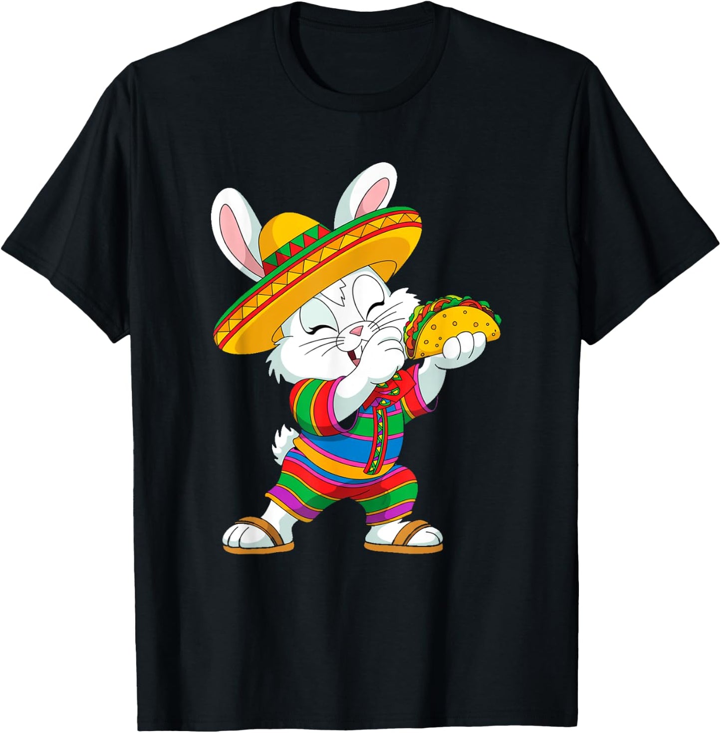 Mexican Bunny Taco Poncho Sombrero Hispanic Heritage Funny T-Shirt - T-Shirt | Black