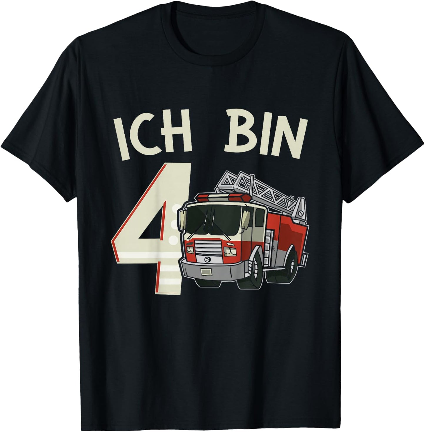 Children's 4th Birthday Fire Brigade Ich Bin 4, black T-Shirt - T-Shirt | Black