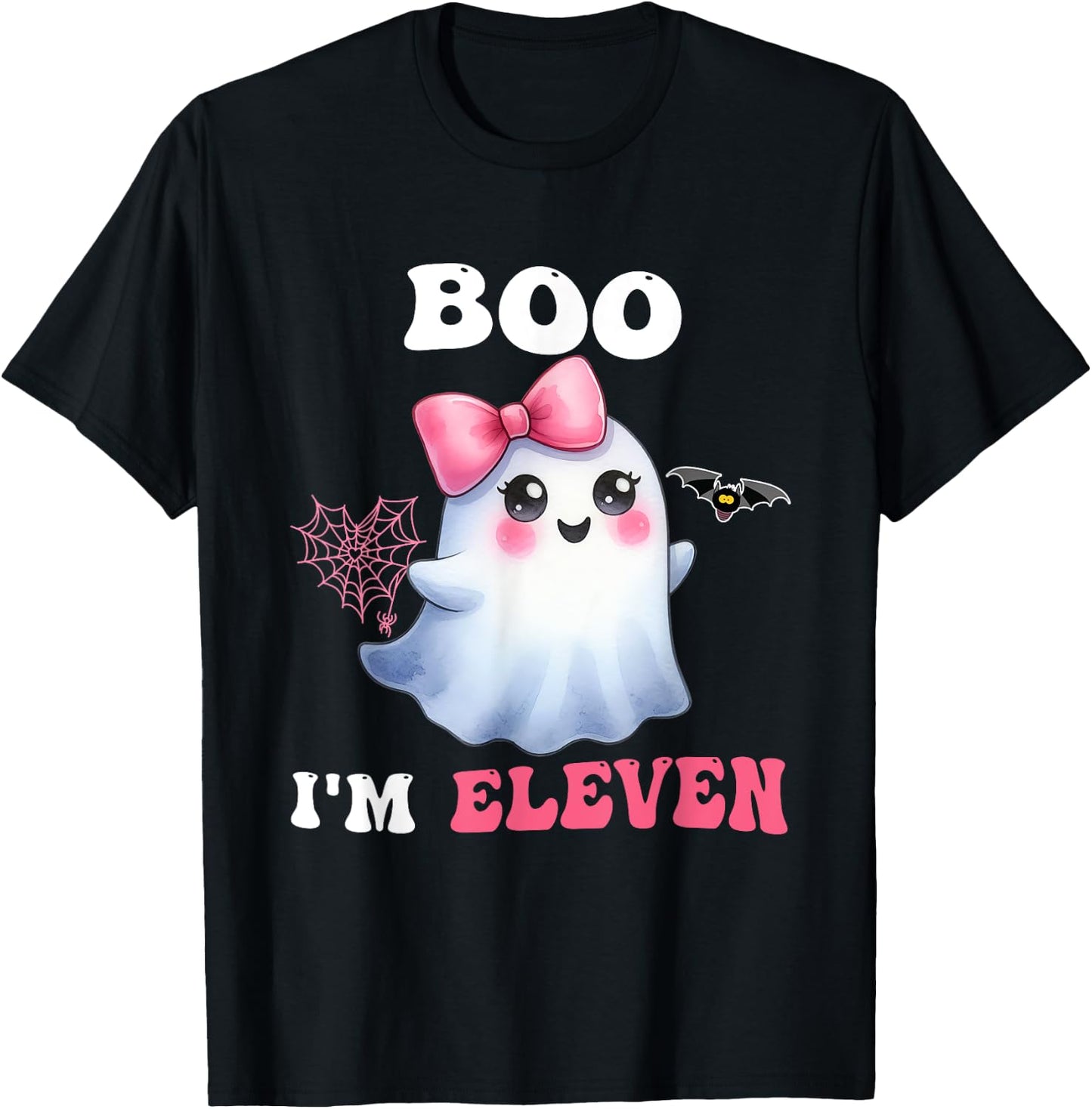 Boo I'm Eleven Cute Ghost 11th Birthday Funny Halloween Girl T-Shirt - T-Shirt | Black