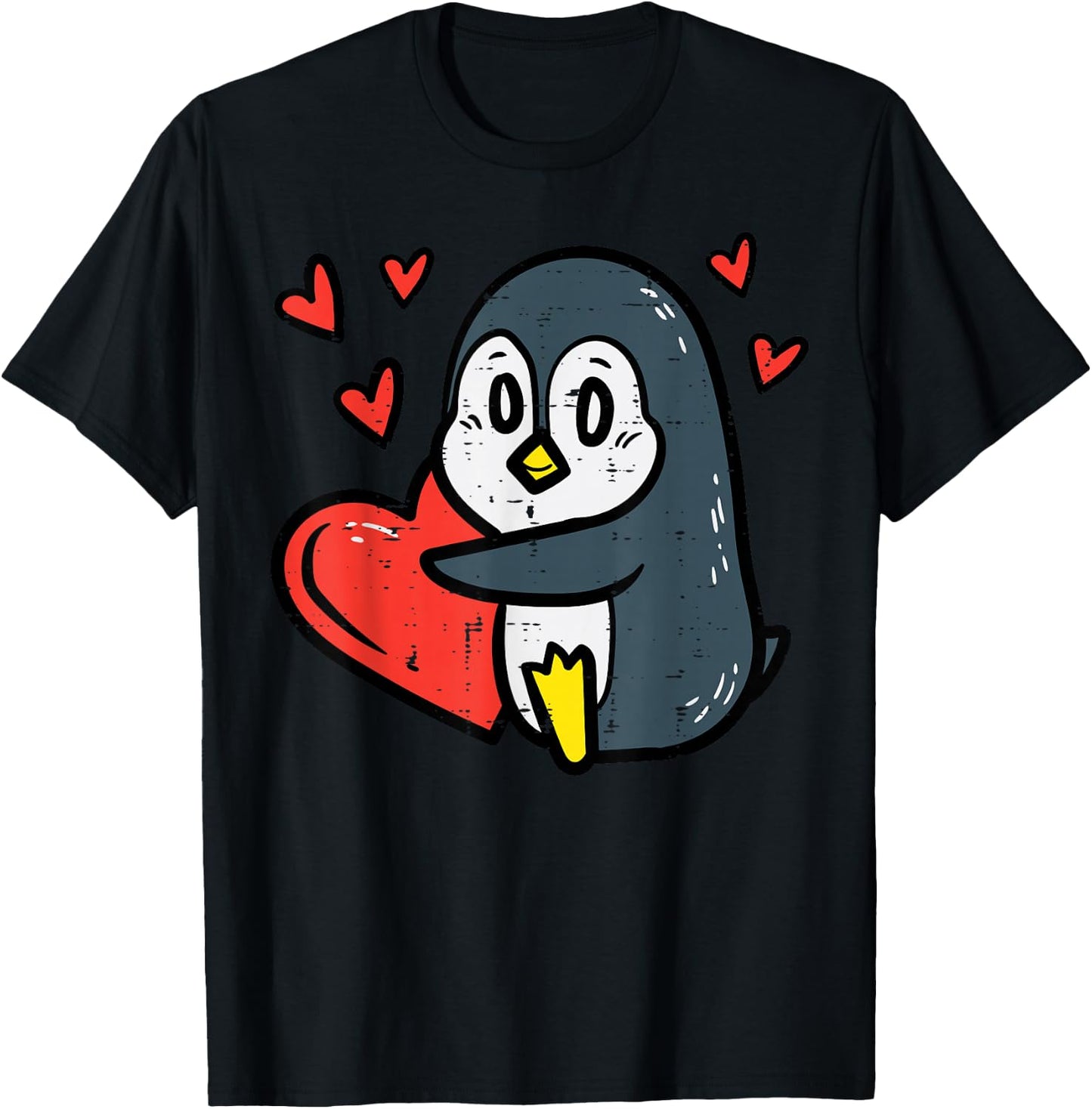 Valentines Day Penguin Heart Boys Girls Kids Toddlers Baby T-Shirt - T-Shirt | Black