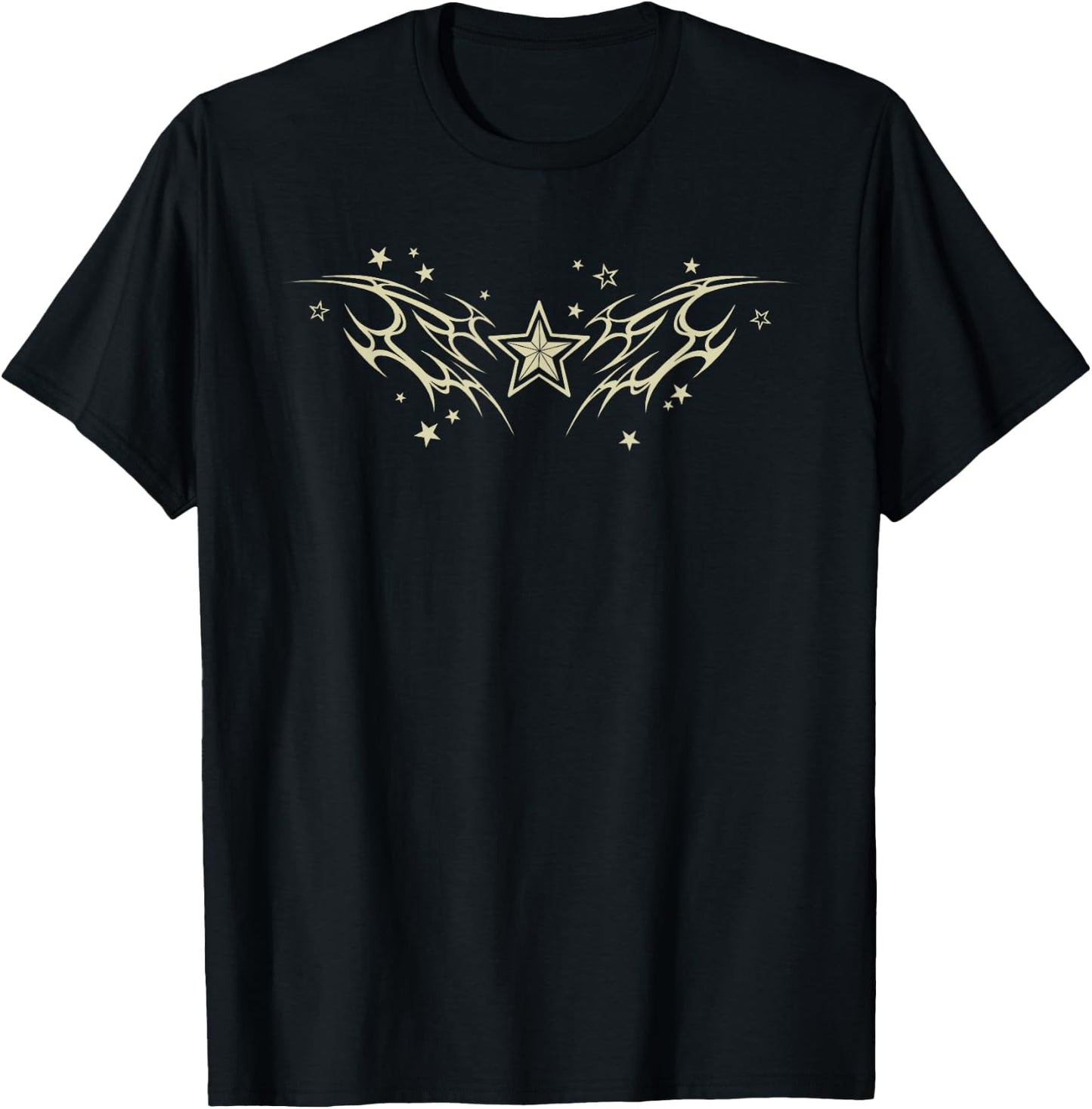 Y2K 90er Sterne Tattoo Style Star T-Shirt - T-Shirt | Black