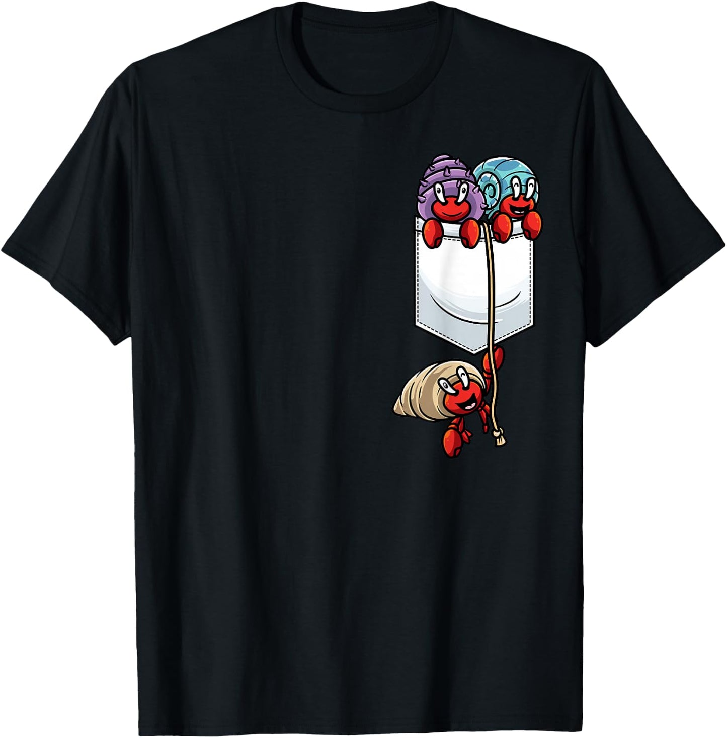 Hermit Crabs in Pocket Crabs Sea Animal T-Shirt - T-Shirt | Black
