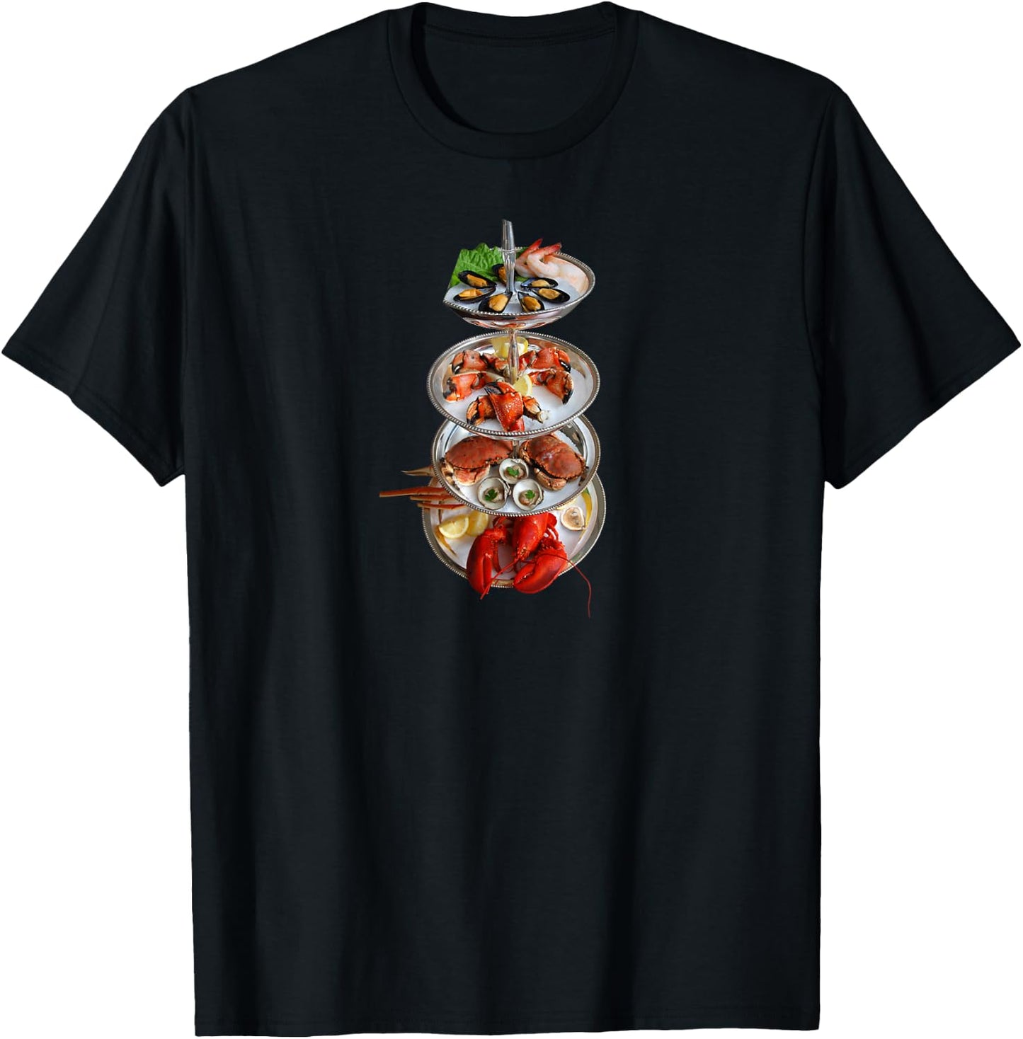 Seafood Tower, Lobster, Crab, Seaside T-Shirt - T-Shirt | Black