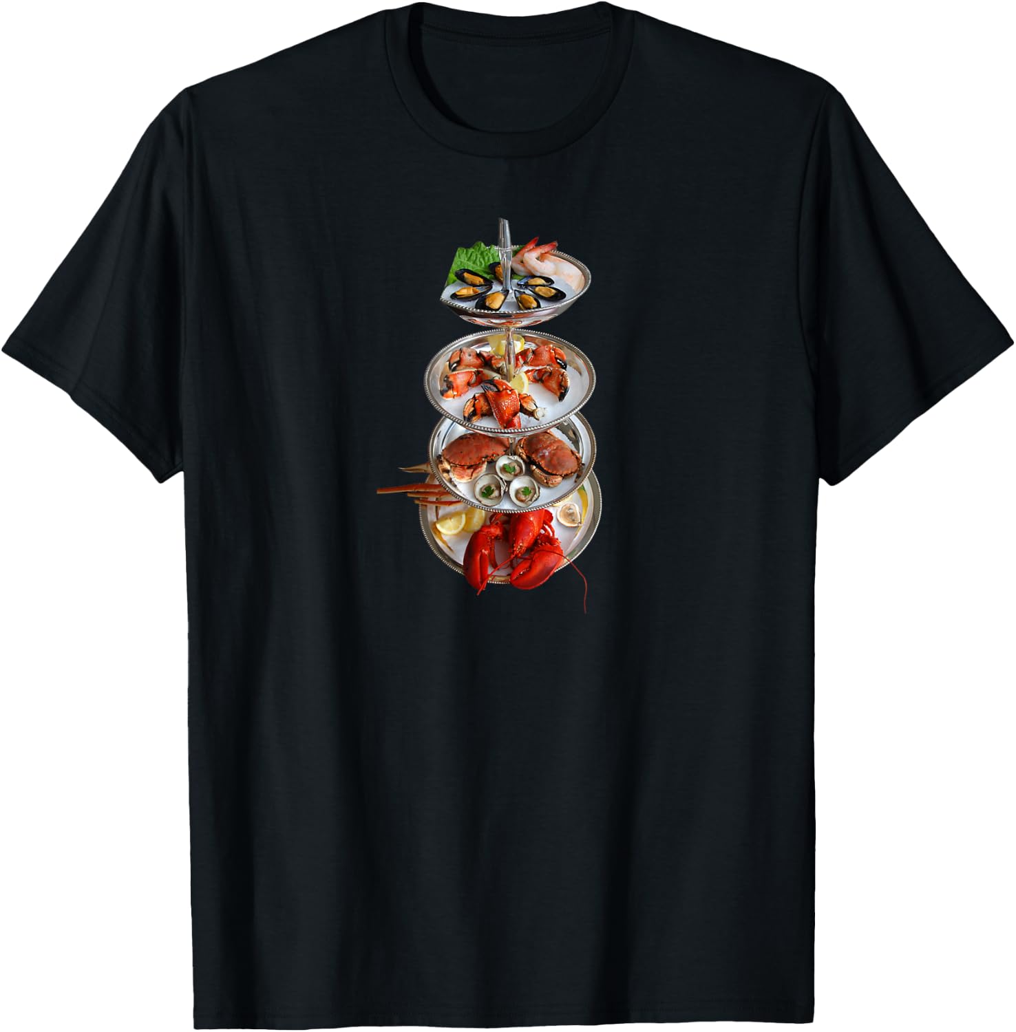 Seafood Tower, Lobster, Crab, Seaside T-Shirt - T-Shirt | Black