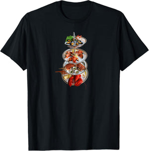 Seafood Tower, Lobster, Crab, Seaside T-Shirt - T-Shirt | Black
