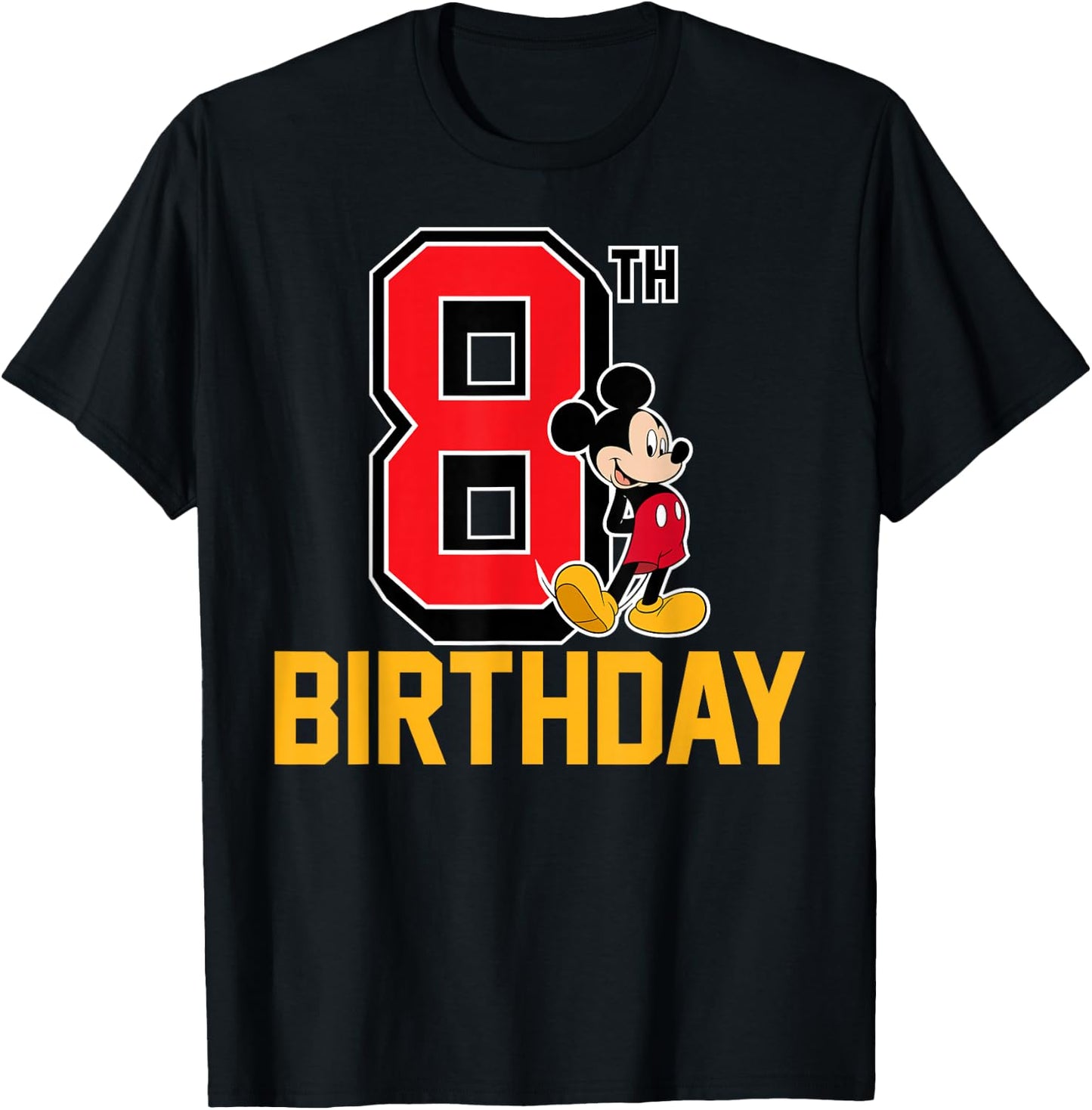 Disney - Mickey Mouse 8th Birthday T-Shirt - T-Shirt | Black