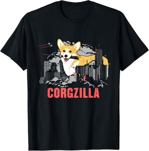 "Corgzilla" Funny Dog Corgi Lover T-Shirt - T-Shirt | Black