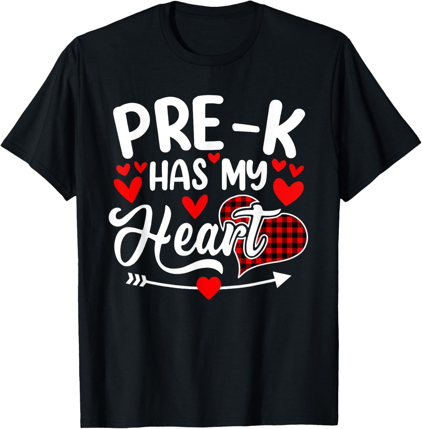 Pre-k Has My Heart Funny Valentine's Day Teacher Students Men Women Kids T-Shirt - T-Shirt | Black