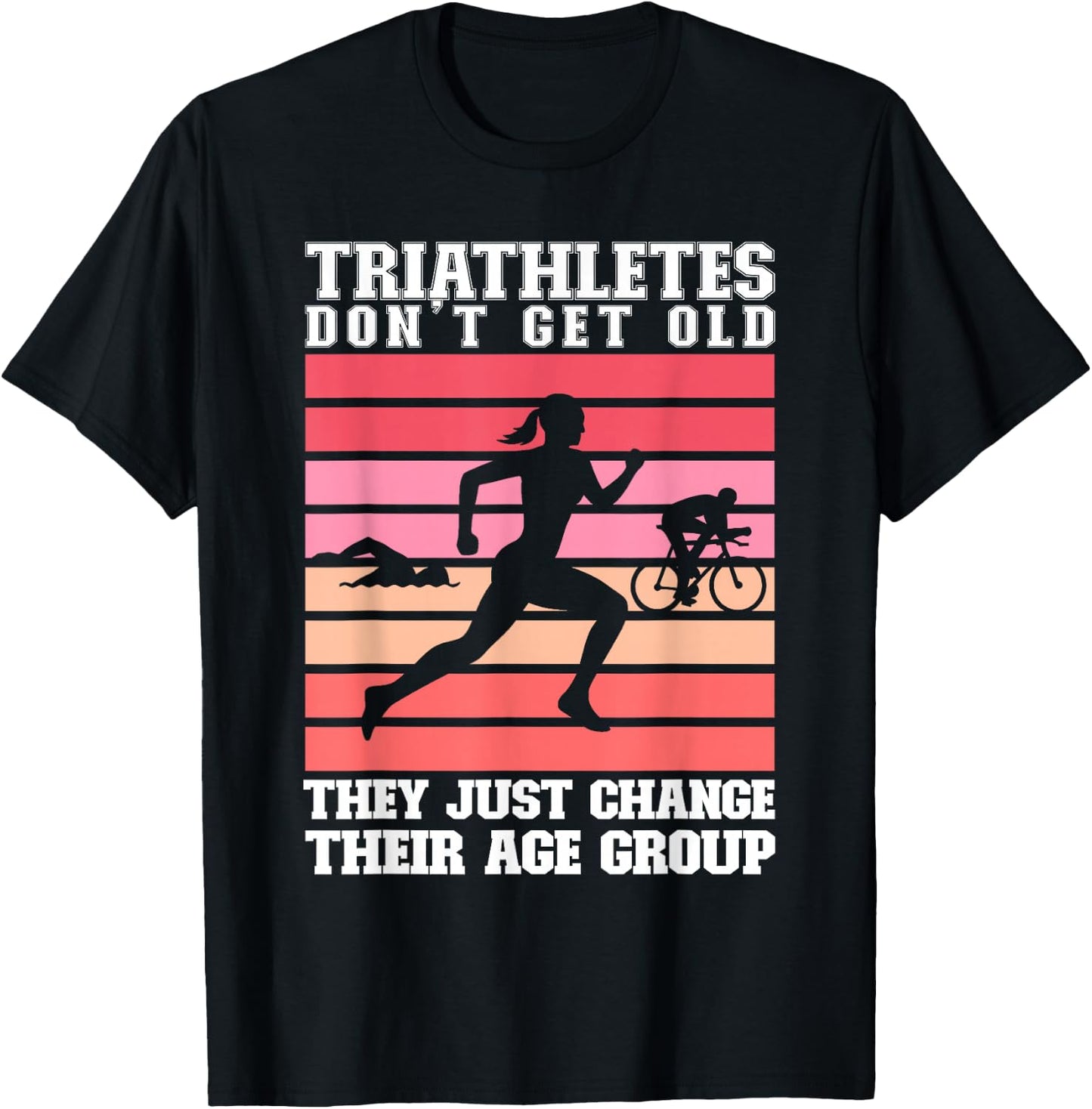 Women Triathletes Swim Bike Run Age Group Triathlon T-Shirt - T-Shirt | Black