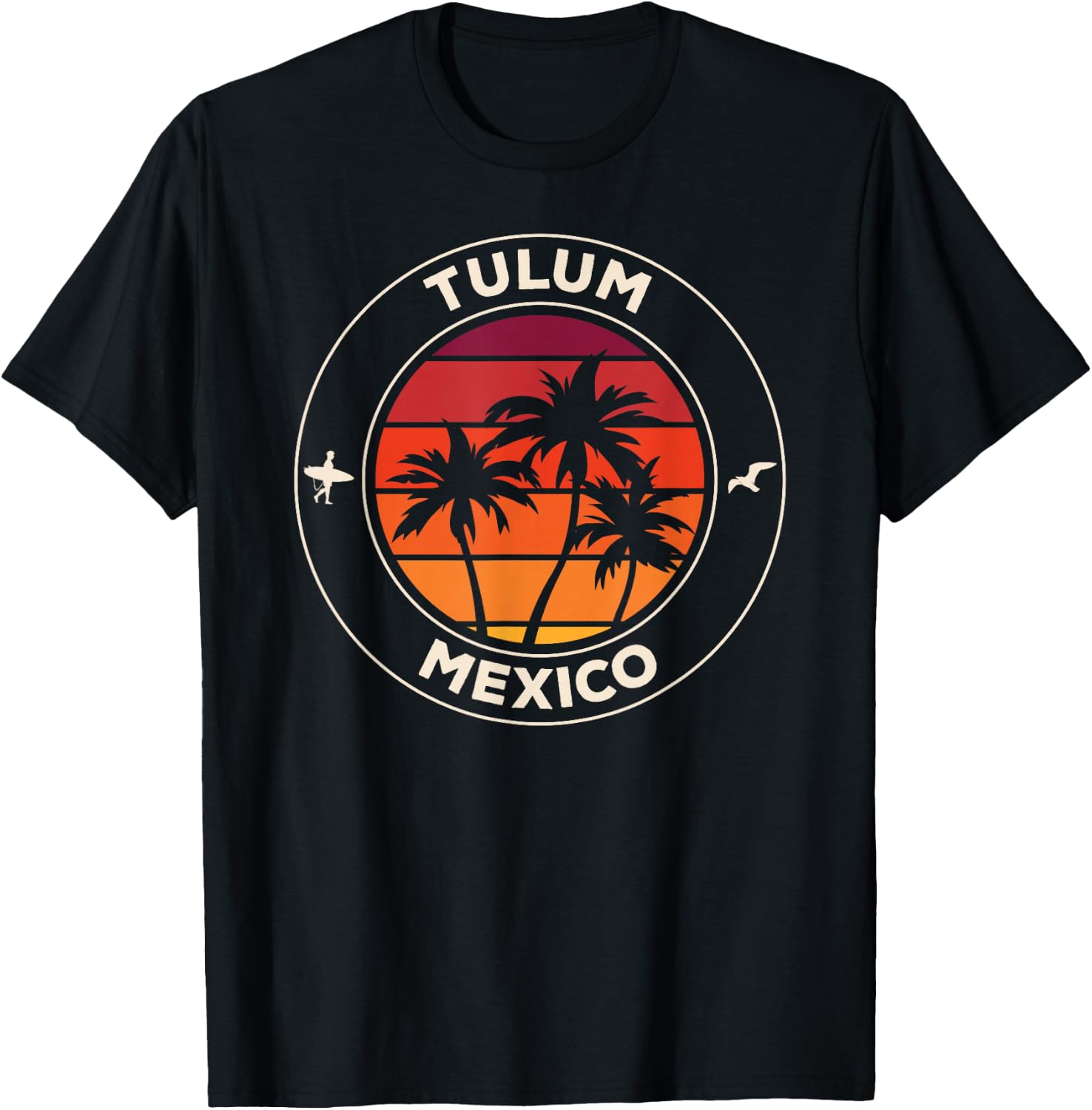 Tulum Mexico Vintage Sunset T-Shirt - T-Shirt | Black