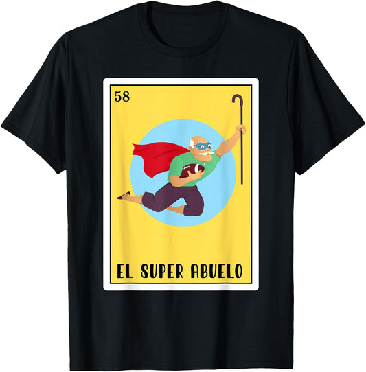 Funny Spanish-Mexican Bingo Gifts - El Super Abuelo T-Shirt - T-Shirt | Black