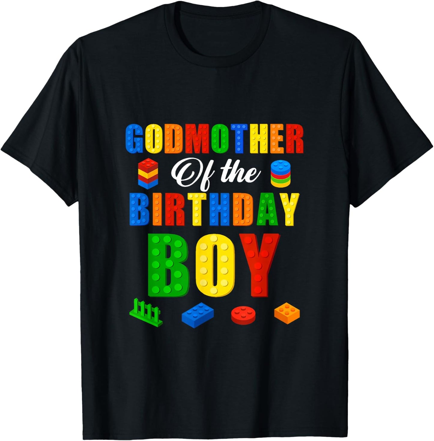 Godmother Birthday Boy Master Builder Building Bricks Blocks T-Shirt - T-Shirt | Black