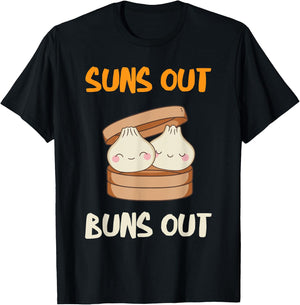 Dim Sum Suns Out Buns Out Foodie Dumpling Lover Asian Food T-Shirt - T-Shirt | Black