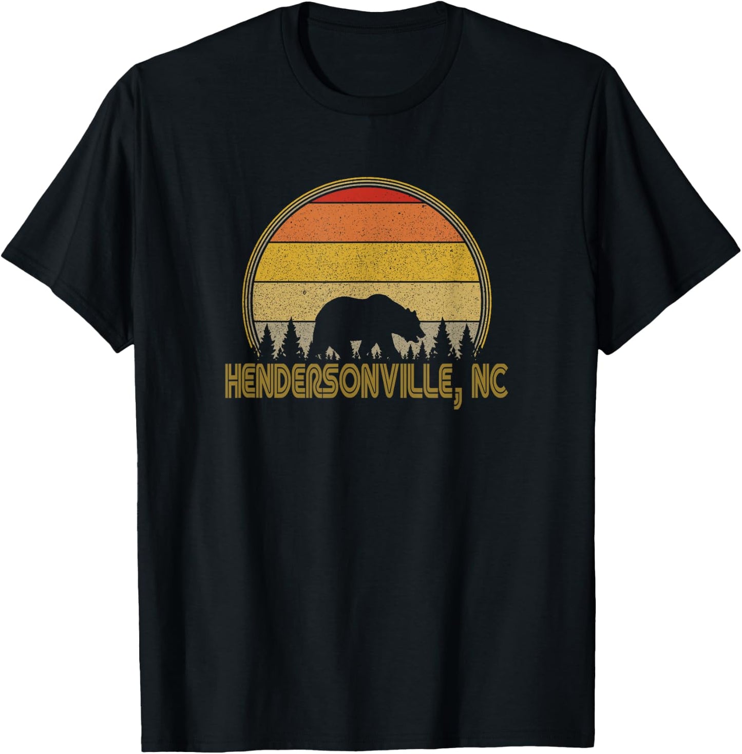 80s Retro Hendersonville NC North Carolina Wildlife Bear WNC T-Shirt - T-Shirt | Black