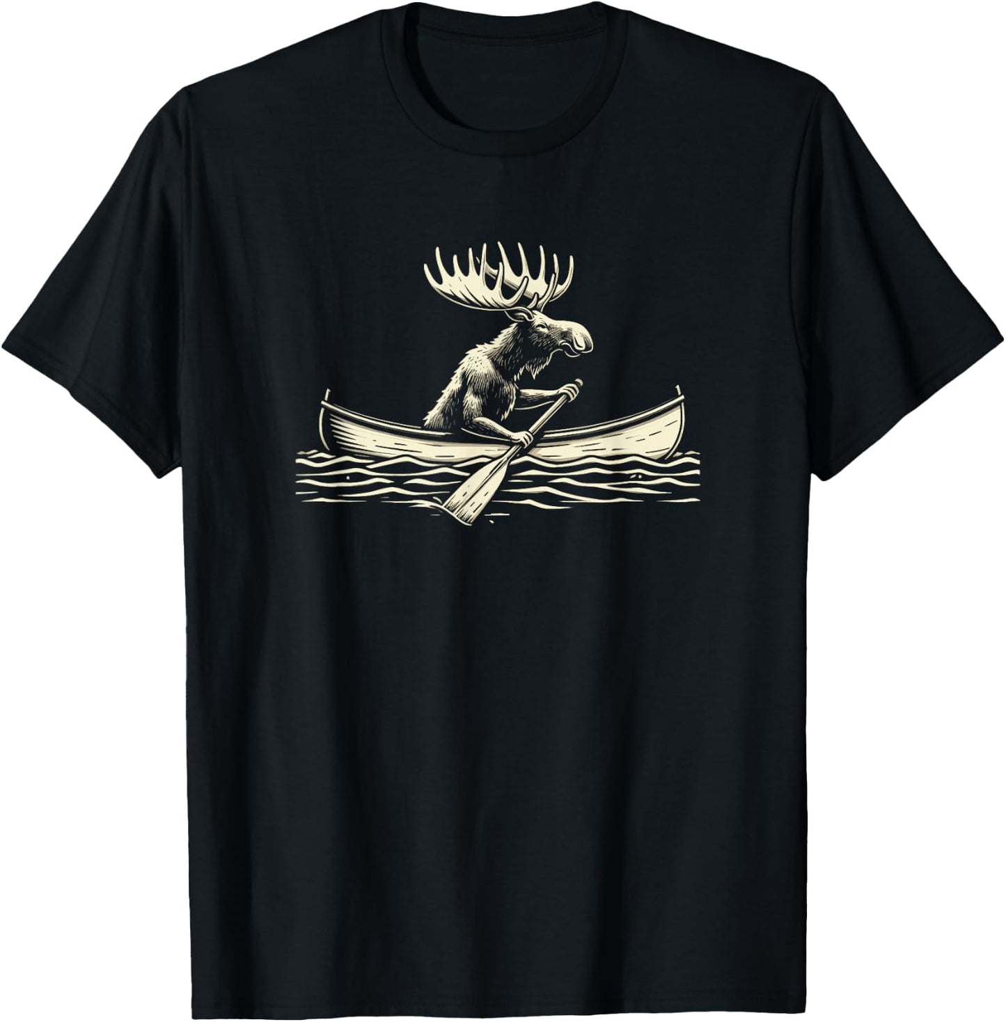 Elch im Kanu T-Shirt - T-Shirt | Black