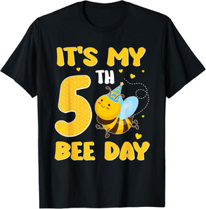 It's My 5 Year Old Birthday Bee Day 5th Party T-Shirt - T-Shirt | Black