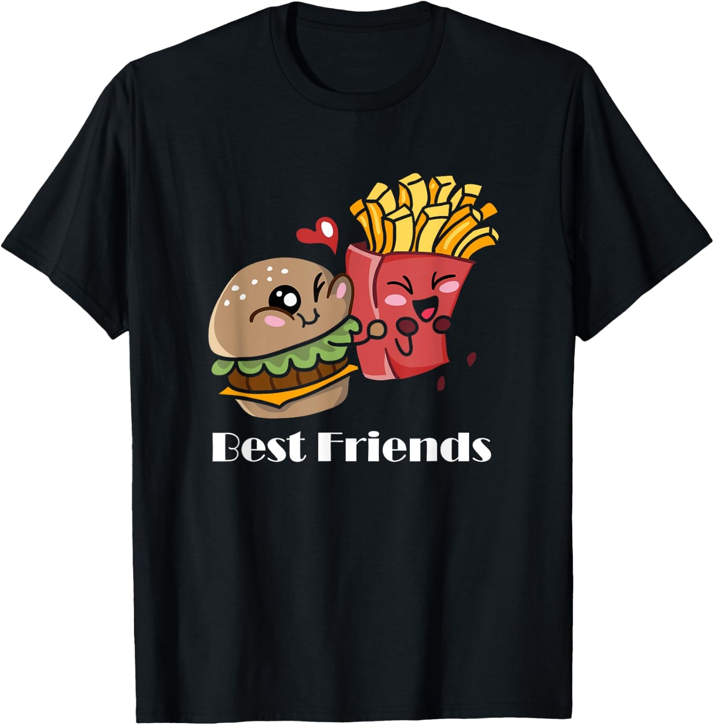 Pommes und Burger süßes Kawaii-Shirt Best Friends Matching T-Shirt - T-Shirt | Black