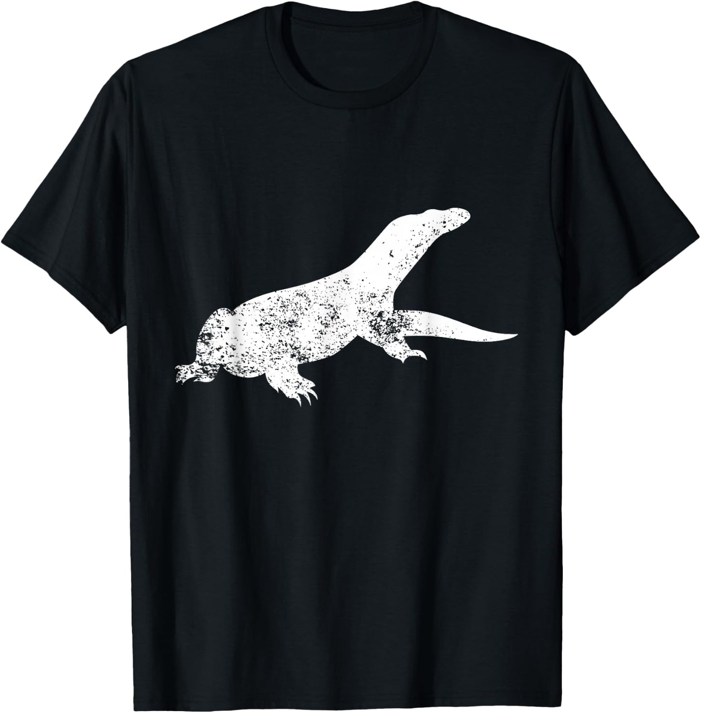 Distressed Monitor Lizard Print - Vintage Monitor Lizard T-Shirt - T-Shirt | Black