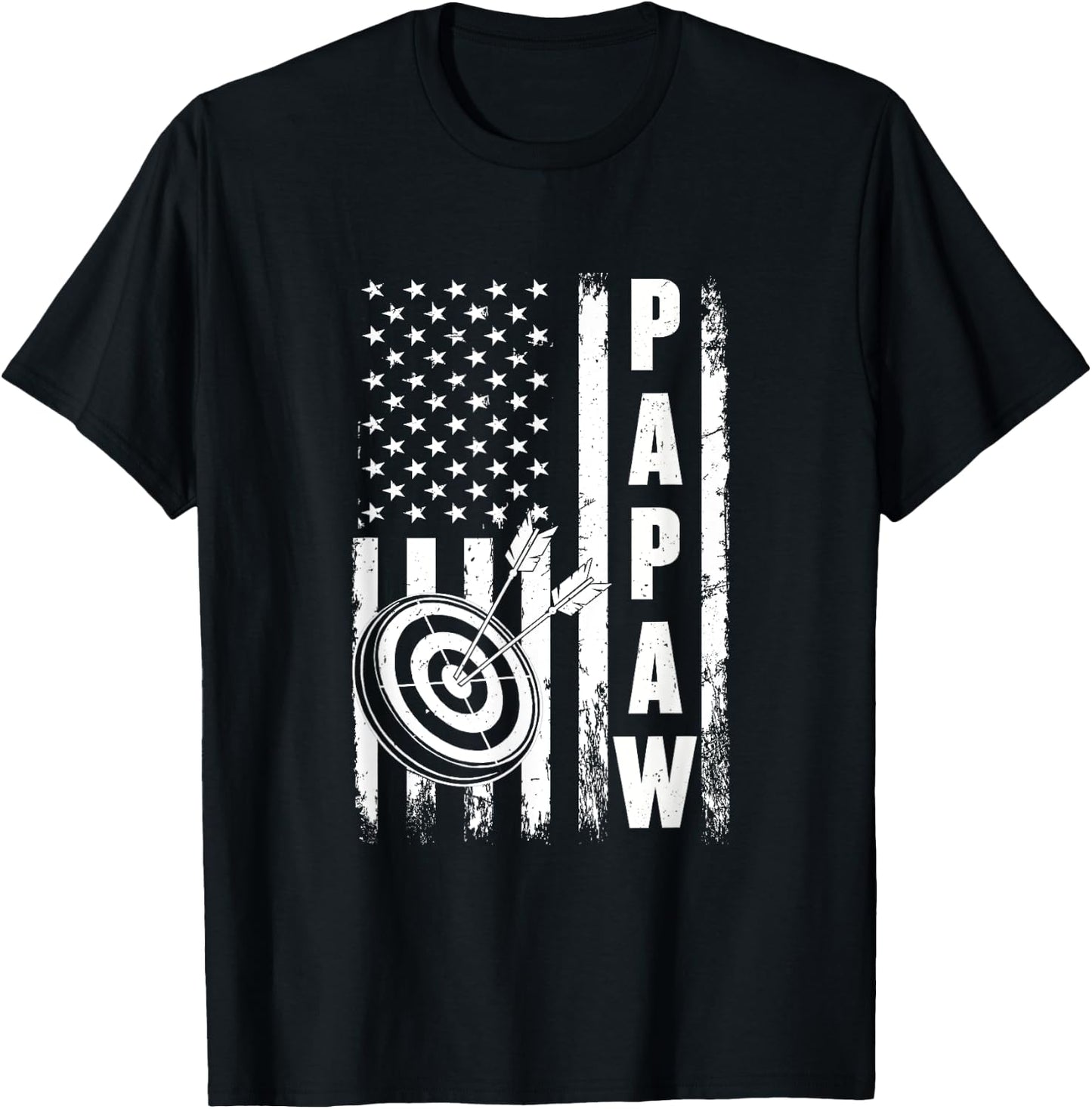 Archery Papaw American Flag Vintage Christmas Xmas T-Shirt - T-Shirt | Black