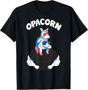 Opacorn 1 Kid Opa Pink Unicorn Grandfather Granddaughter T-Shirt - T-Shirt | Black