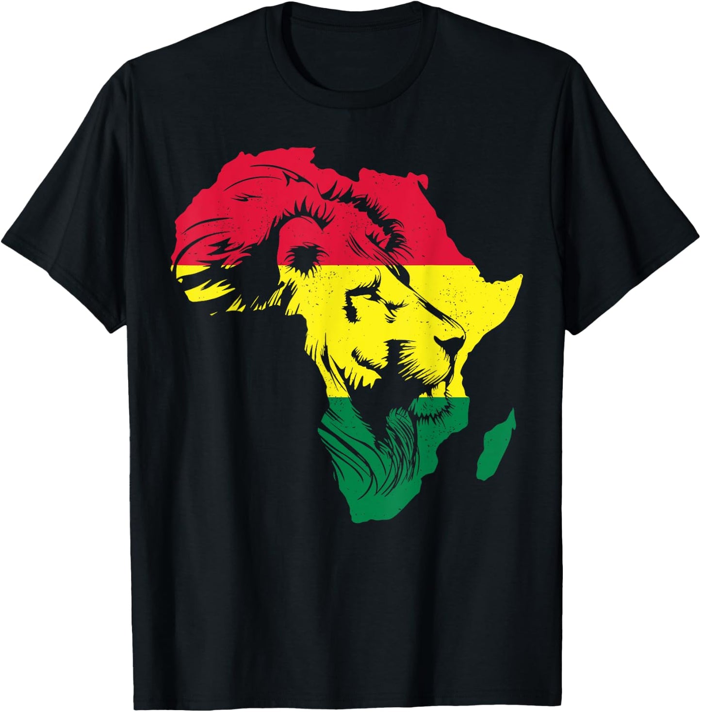 Roar Africa Map Lion Face Reggae Rasta Gift Design T-Shirt - T-Shirt | Black