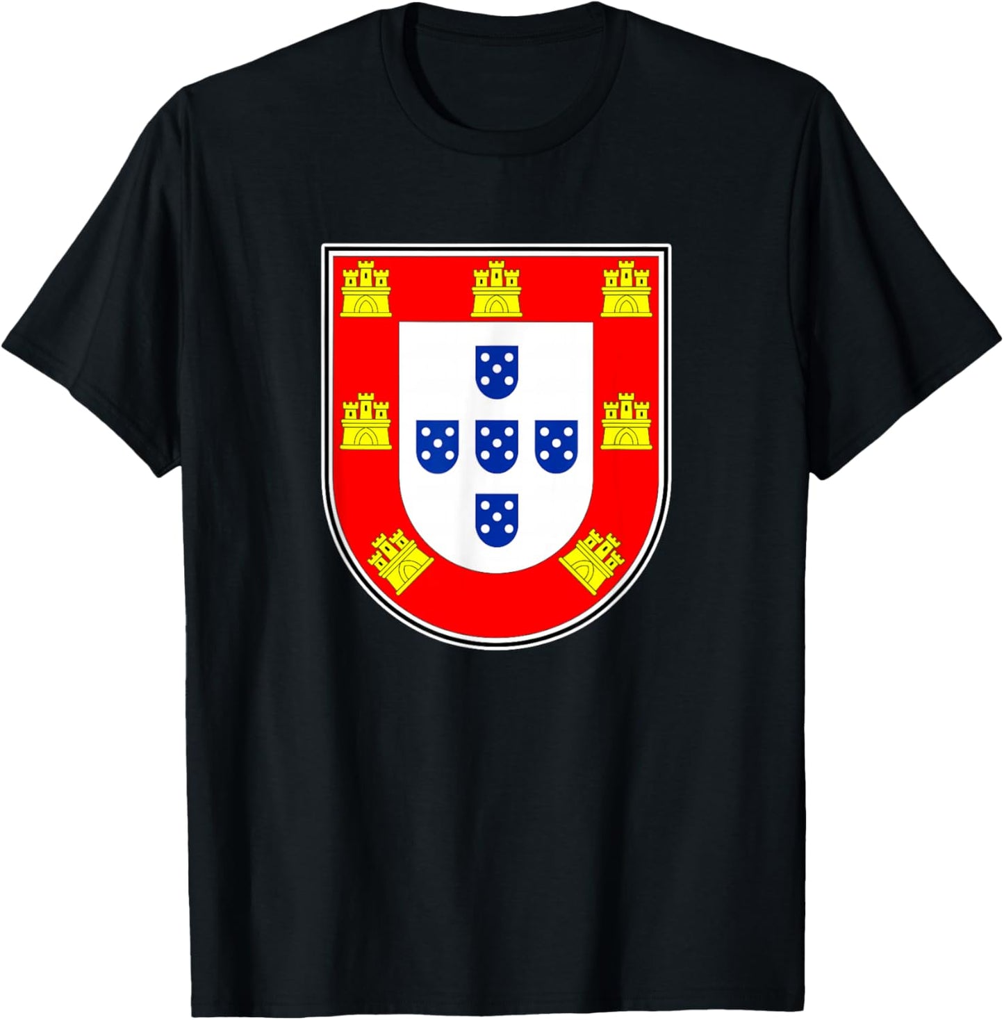 Portugal Quinas - Portuguese Flag Retro T-Shirt - T-Shirt | Black