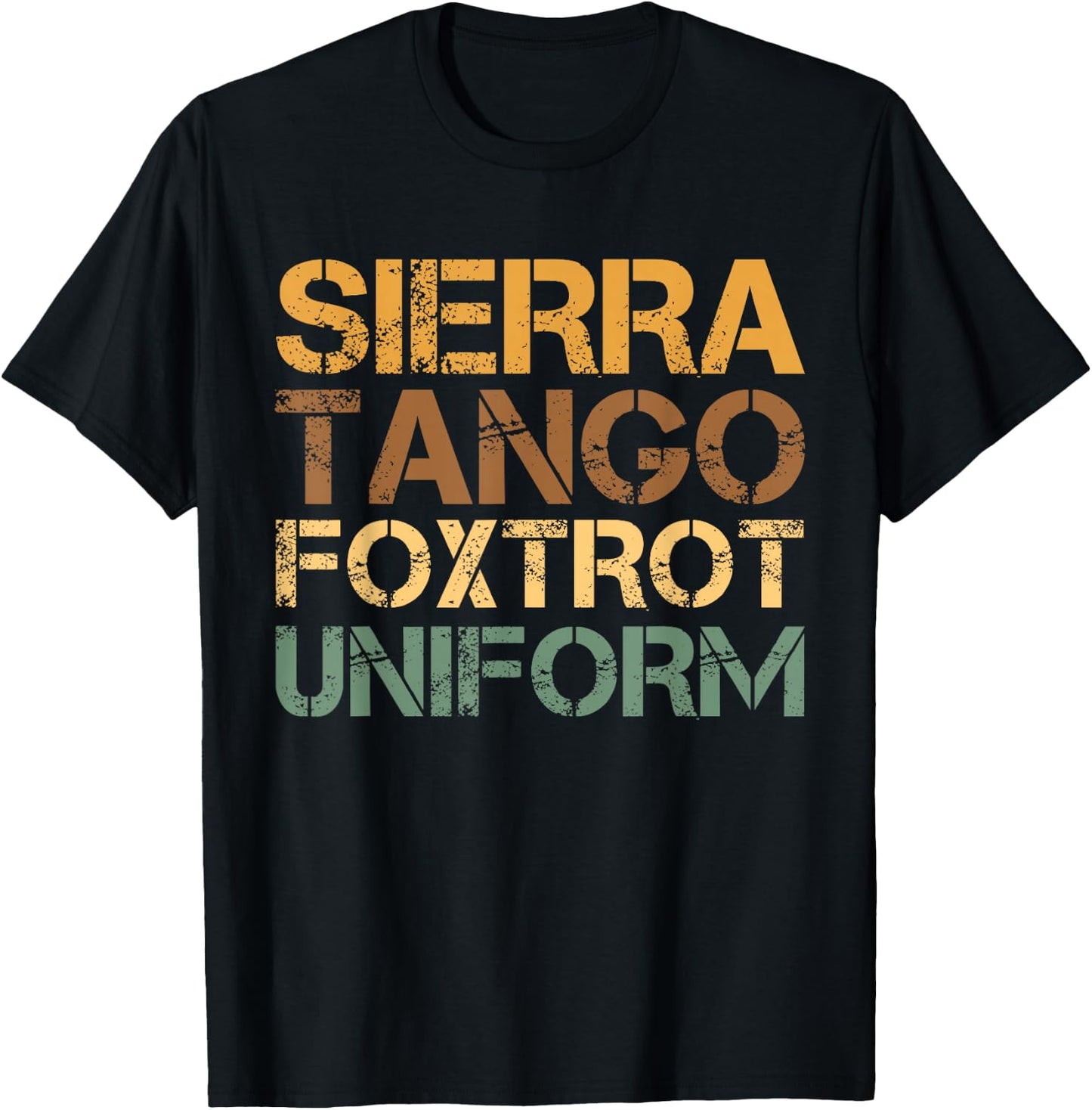 STFU Sierra Tango Foxtrot Uniform Military Phonetic Humor T-Shirt - T-Shirt | Black