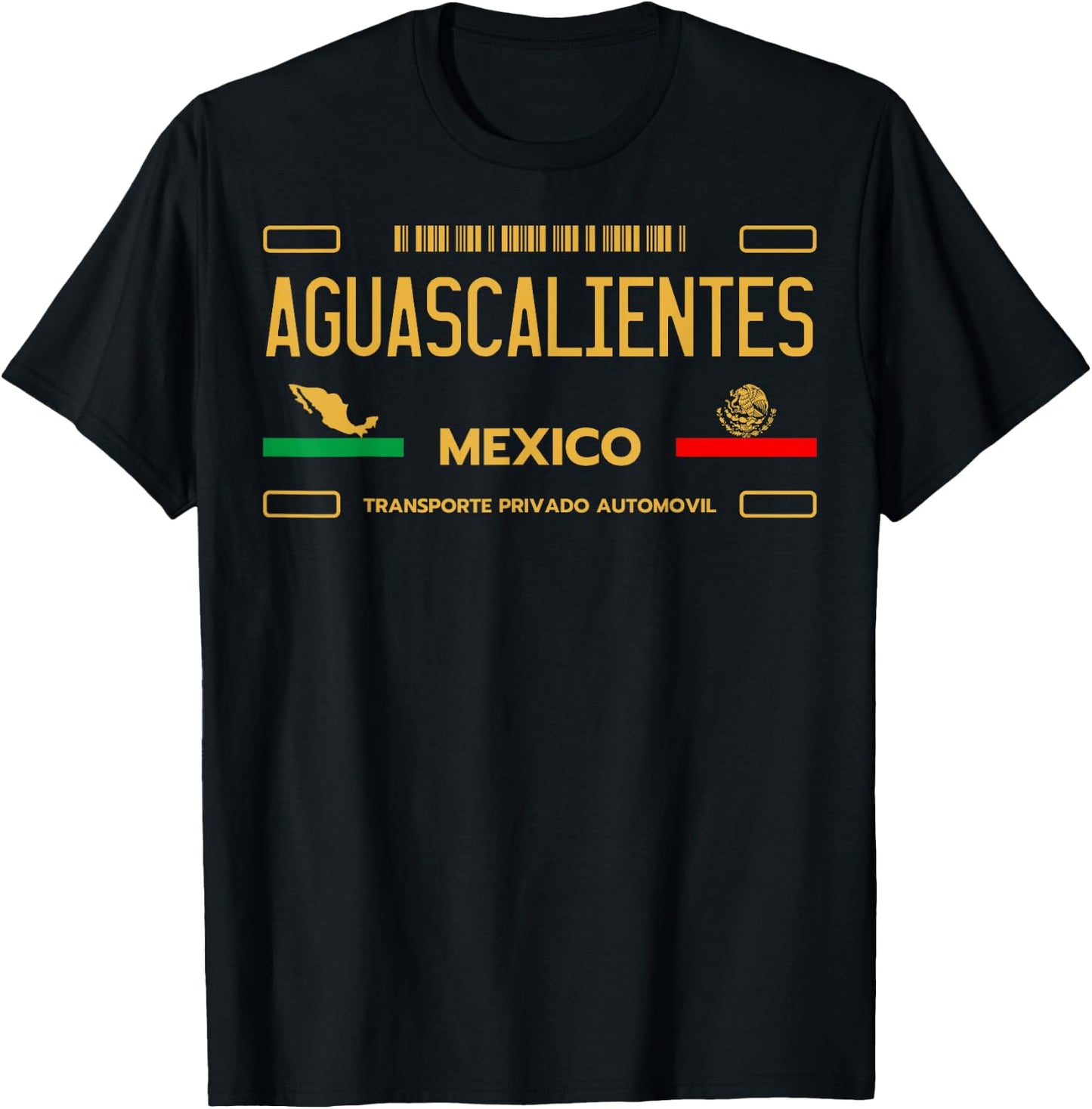 Aguascalientes License Plate Aesthetic, Aguascalientes T-Shirt - T-Shirt | Black