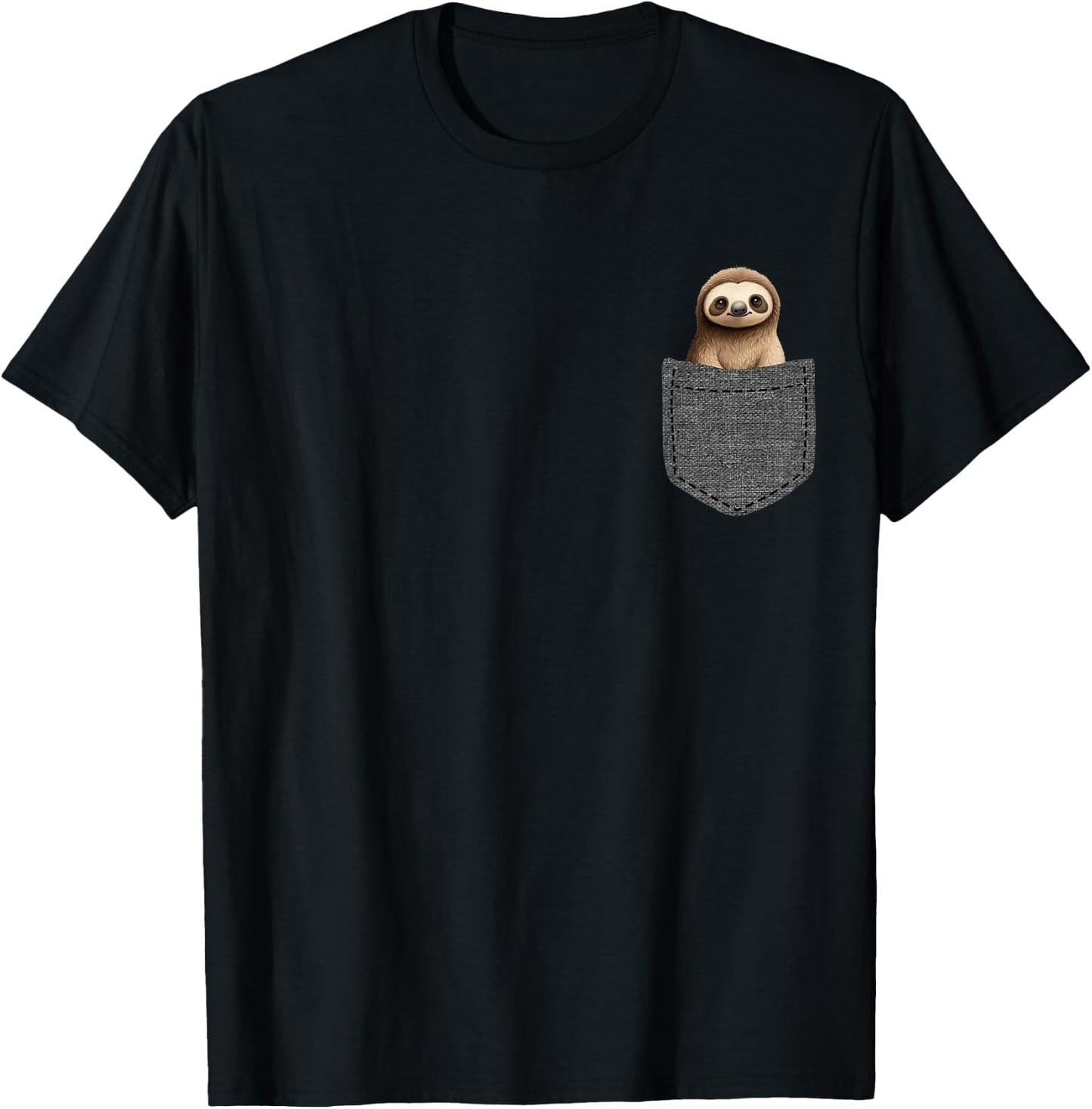 Sloth in Pocket T-Shirt - T-Shirt | Black