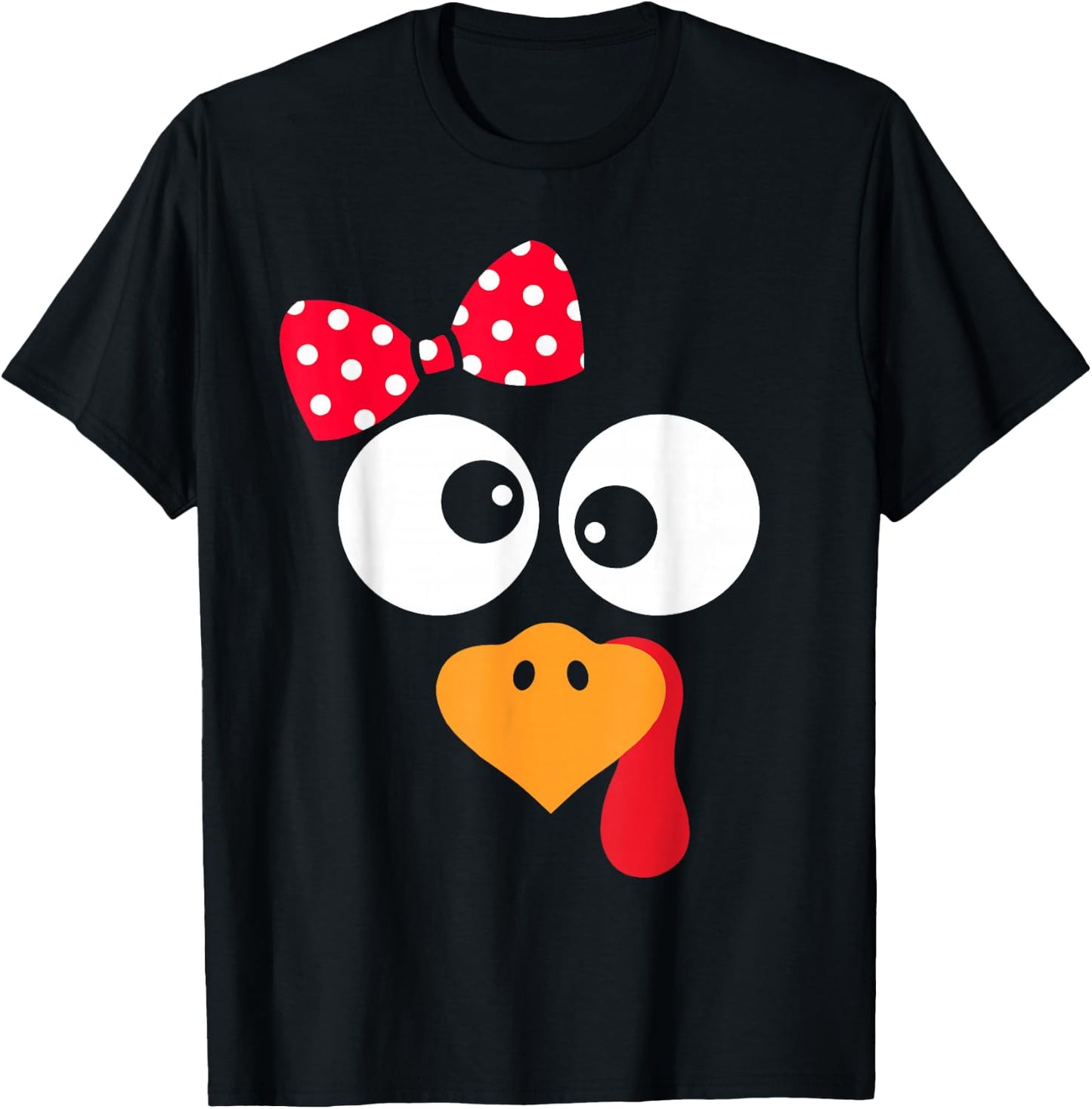 Thanksgiving Funny Turkey Face Costume Outfit Girls T-Shirt - T-Shirt | Black