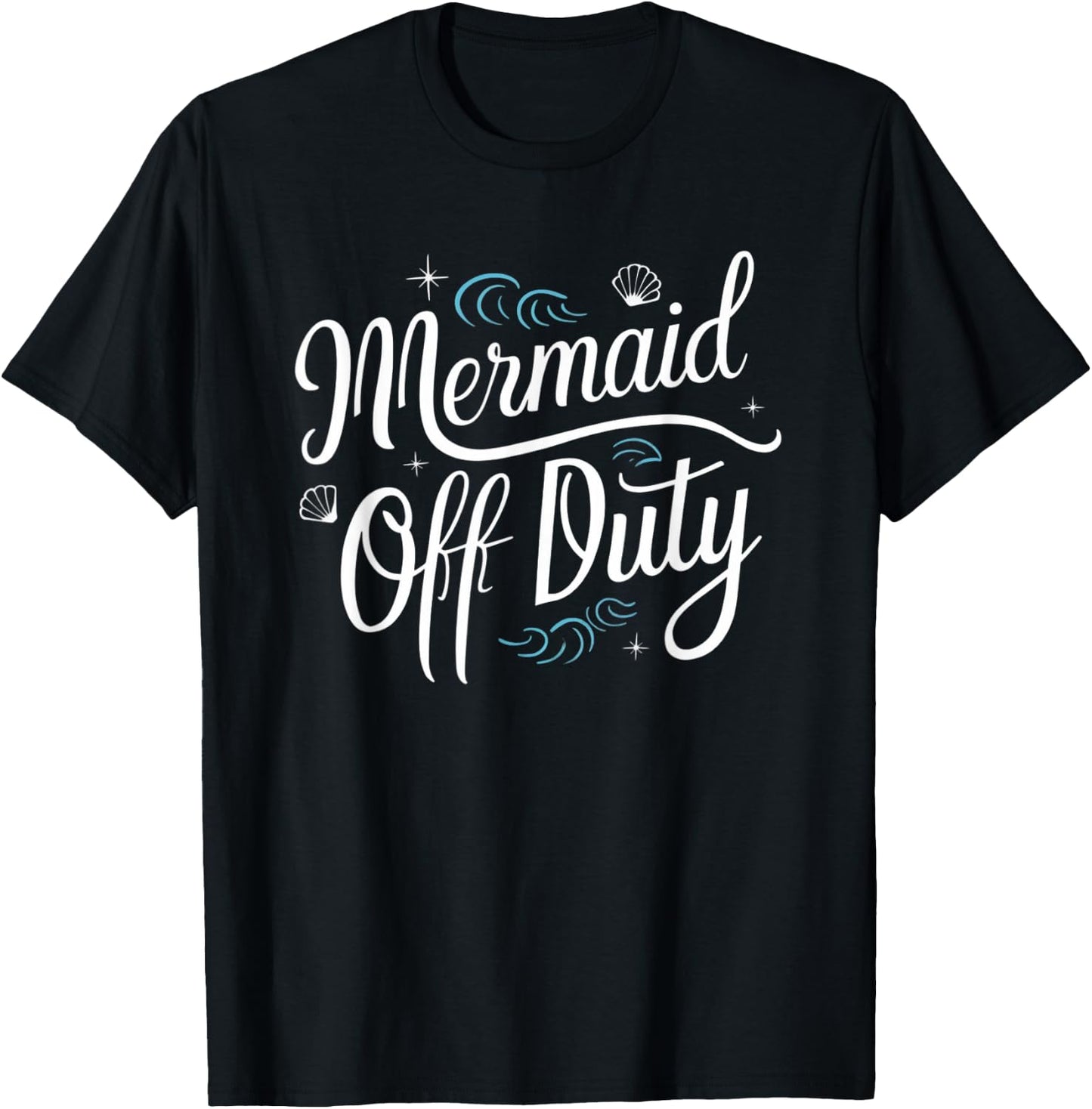 Off Duty Mermaid Retro Summer Men Women T-Shirt - T-Shirt | Black