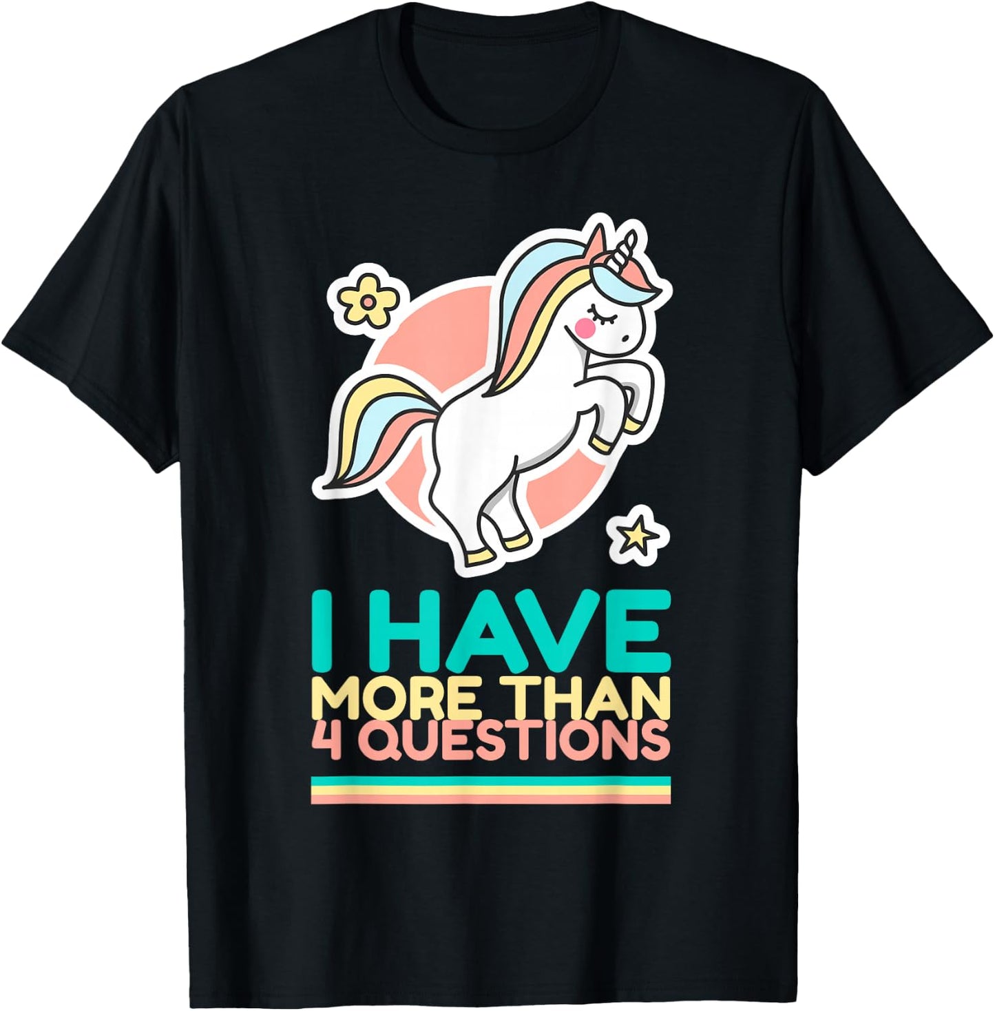 I Have More Than Four Questions Unicorn Passover Kids T-Shirt - T-Shirt | Black
