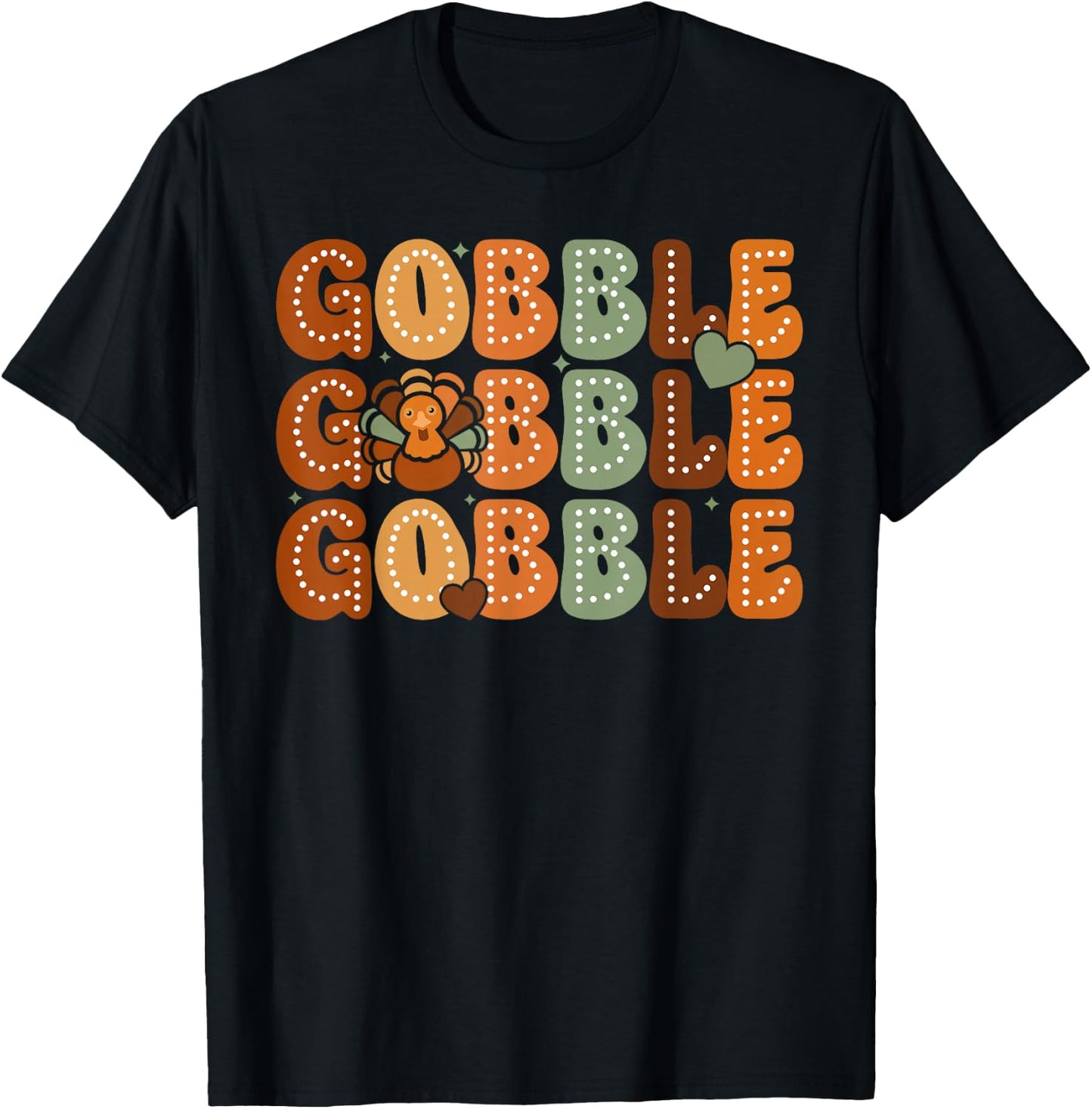 Gobble Turkey Thanksgiving Fall Funny Thanksgiving Women Men T-Shirt - T-Shirt | Black
