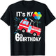 It's My 6th Birthday Fire Truck 6 Birthday Boy Gift T-Shirt - T-Shirt | Black