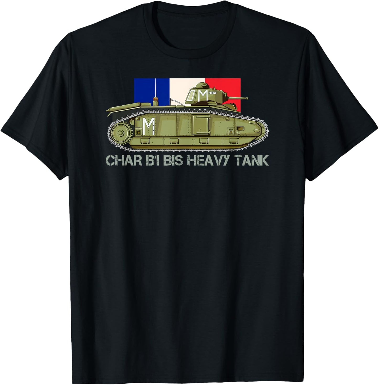 Flag Tank B1 to French Heavy Tank WW2 Tanks , Black, S T-Shirt - T-Shirt | Black