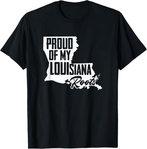 Cajun Apparel Proud Of My Louisiana Roots Women's Black Louisiana Roots Cajun T-Shirt - T-Shirt | Black