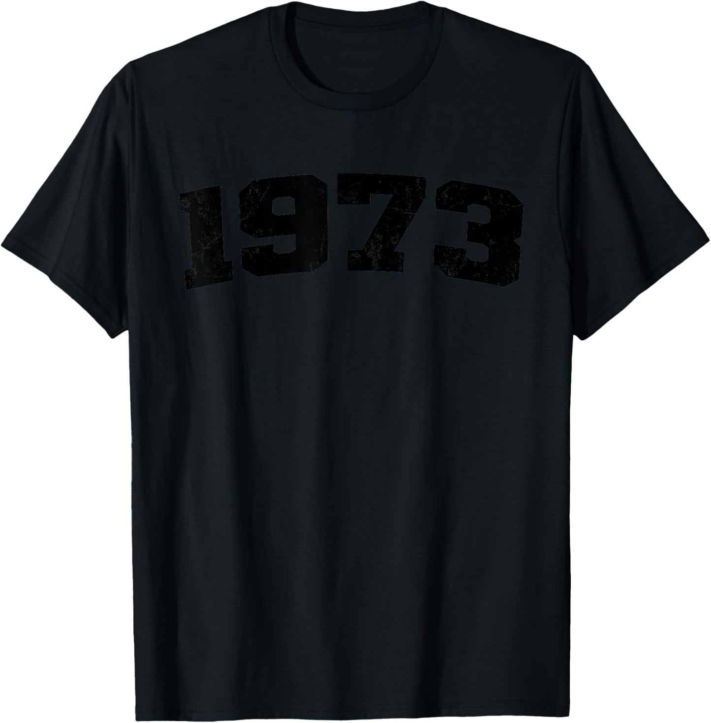 1973 Vintage Arched Varsity Retro Distressed Birthday Year T-Shirt - T-Shirt | Black