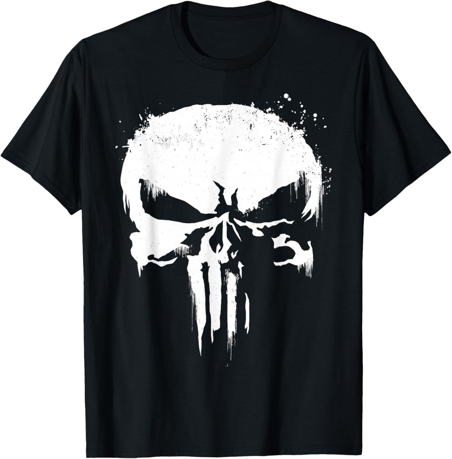 Marvel Punisher White Paint Splatter Skull Graphic T-Shirt - T-Shirt | Black